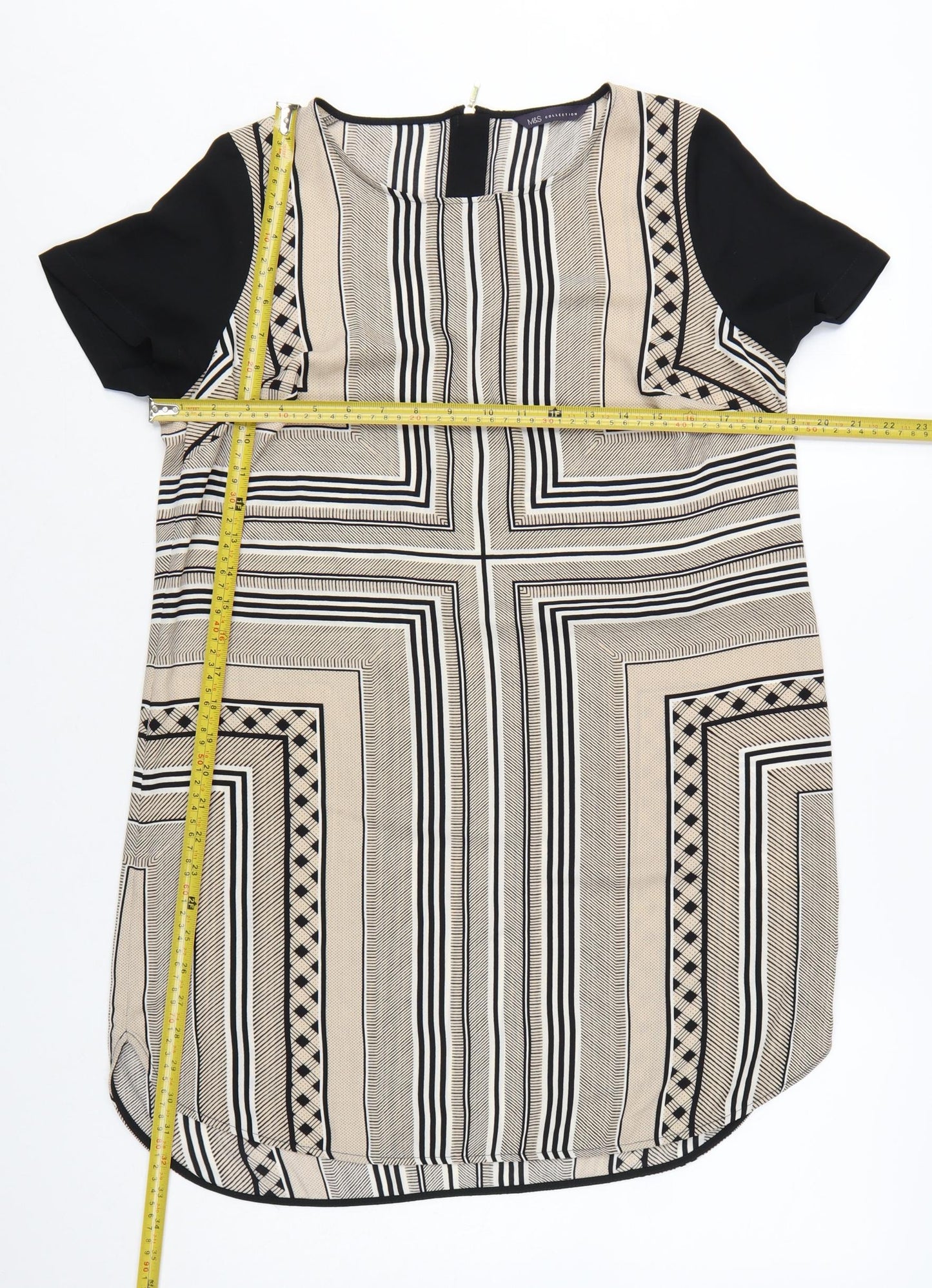 Marks and Spencer Women Beige Geometric Shift Dress Size 12