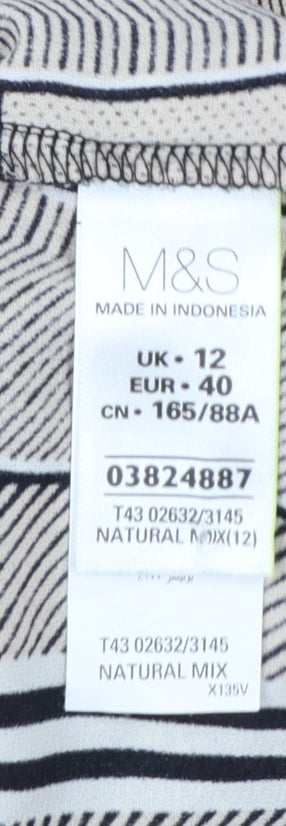 Marks and Spencer Women Beige Geometric Shift Dress Size 12