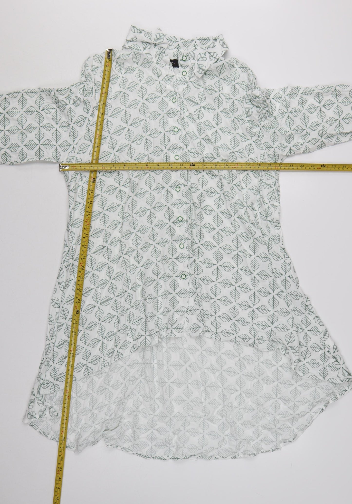 Klass Womens White Leaf Print Tunic Blouse Size 14 3/4 Sleeve