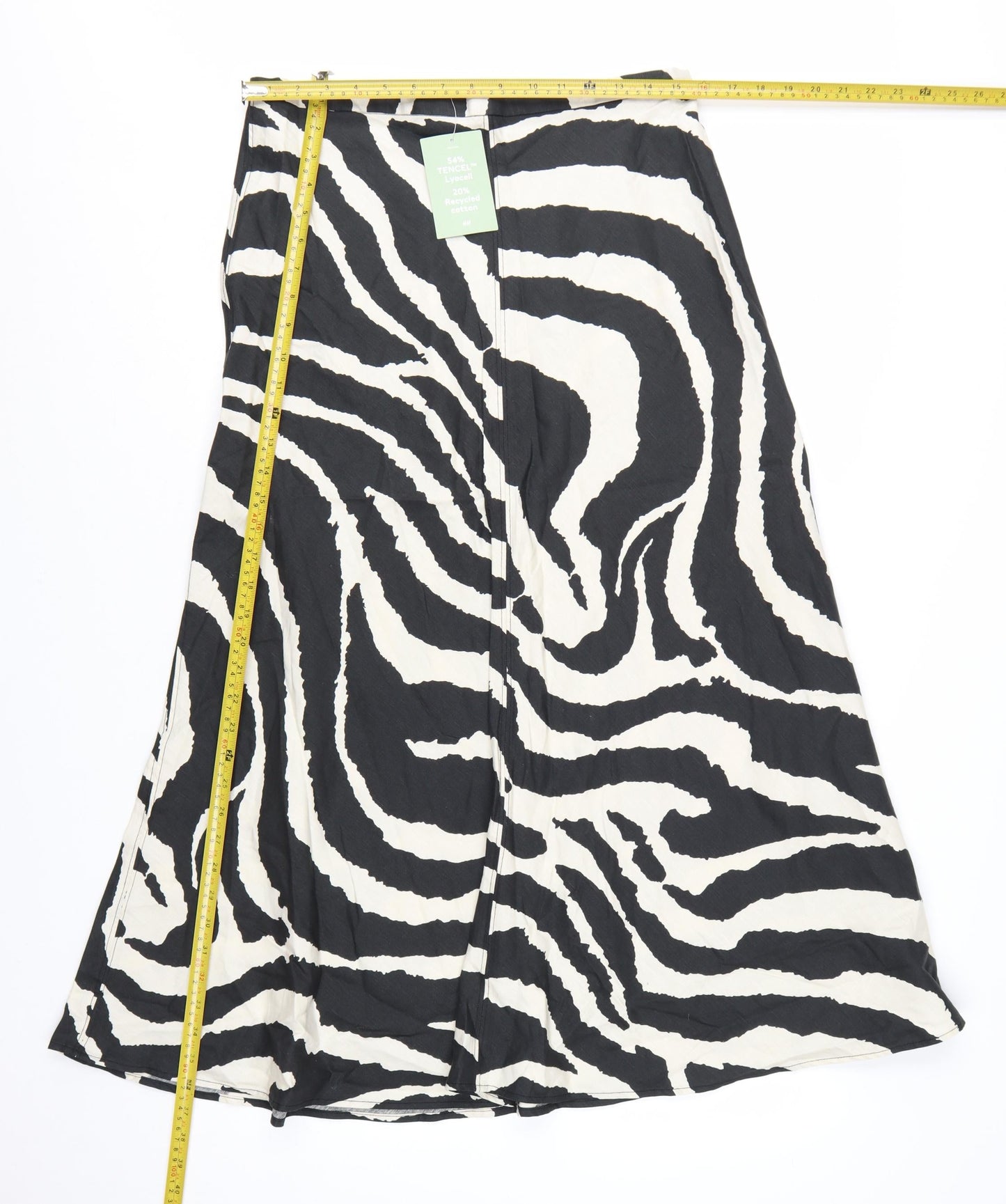 H&M Women's Black Animal Print A-Line Midi Skirt Size 14