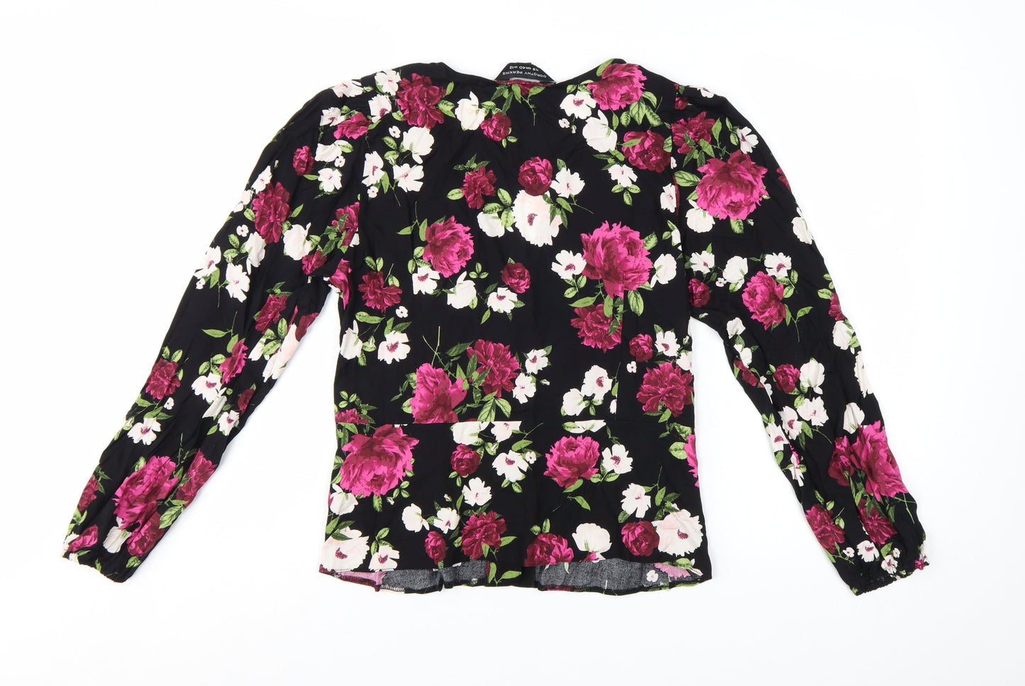 Dorothy Perkins Women's Black Floral Lace V-Neck Tunic Blouse Size 12
