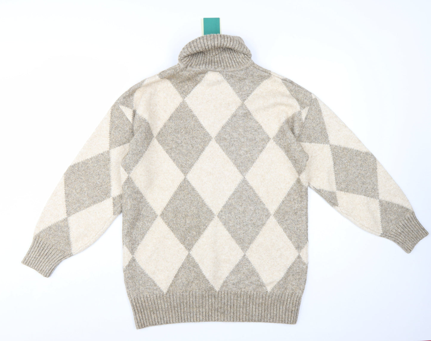 Pringle of Scotland x H&M Women's Beige Argyle Roll Neck Jumper XS