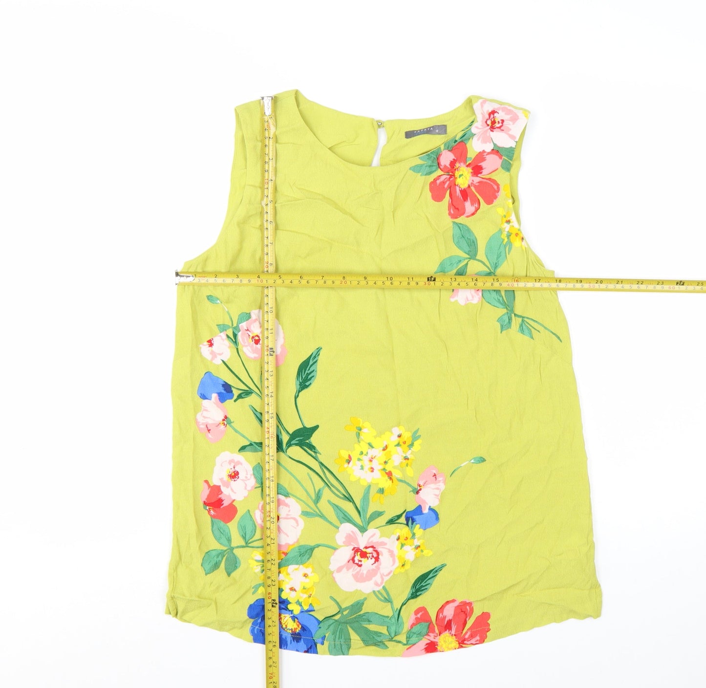 Papaya Women’s Green Floral Sleeveless Tunic Blouse Size 12