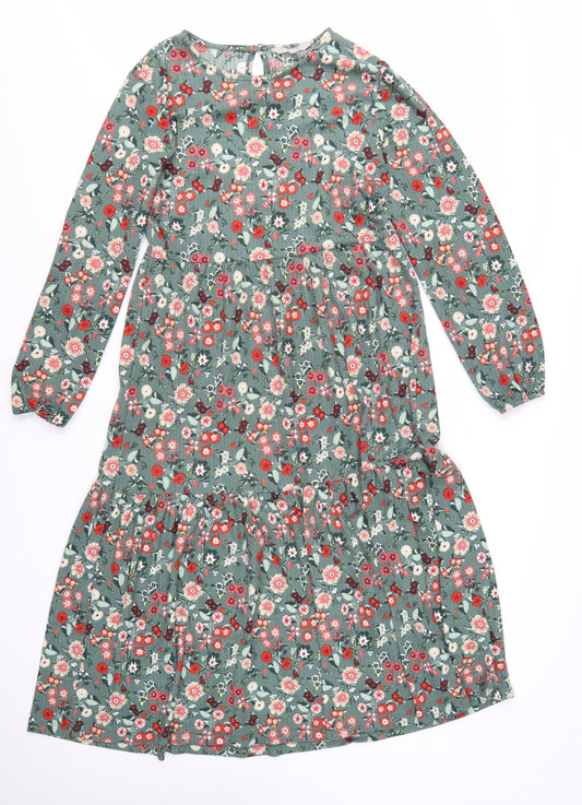 Next Women’s Green Floral A-Line Long Sleeve Dress Size 8