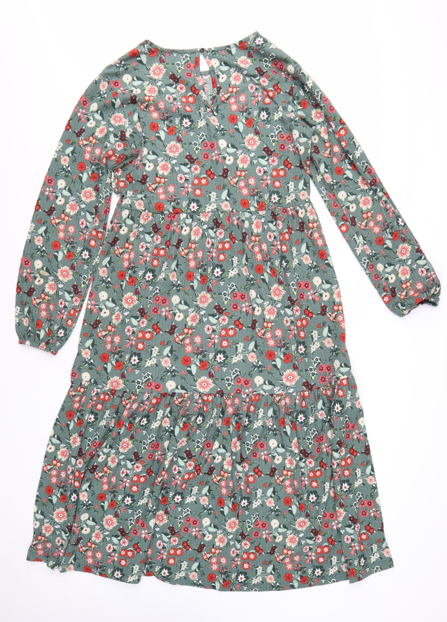 Next Women’s Green Floral A-Line Long Sleeve Dress Size 8