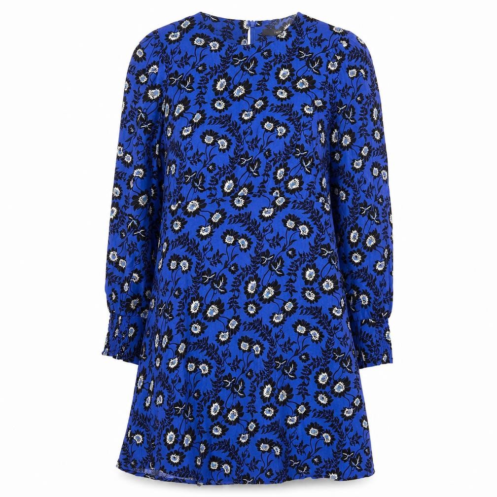 Next Women's Blue Floral A-Line Short Dress Size 10