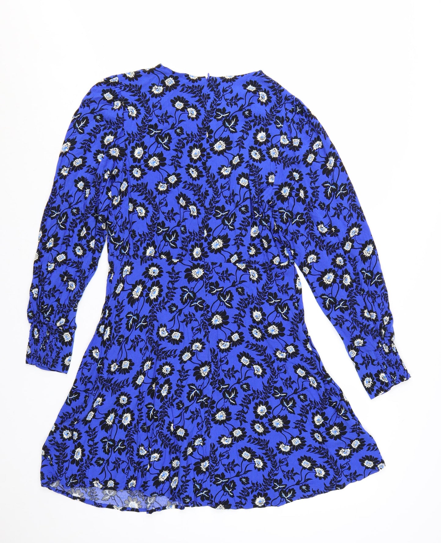 Next Women's Blue Floral A-Line Short Dress Size 10