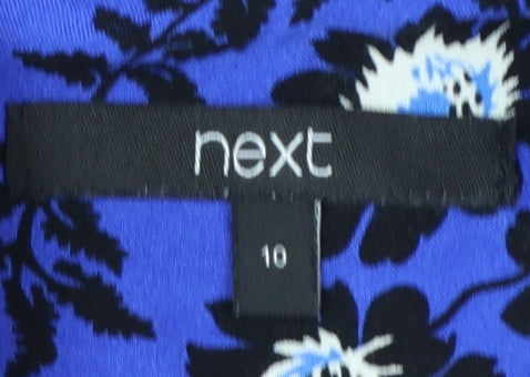 Next Women's Blue Floral A-Line Short Dress Size 10
