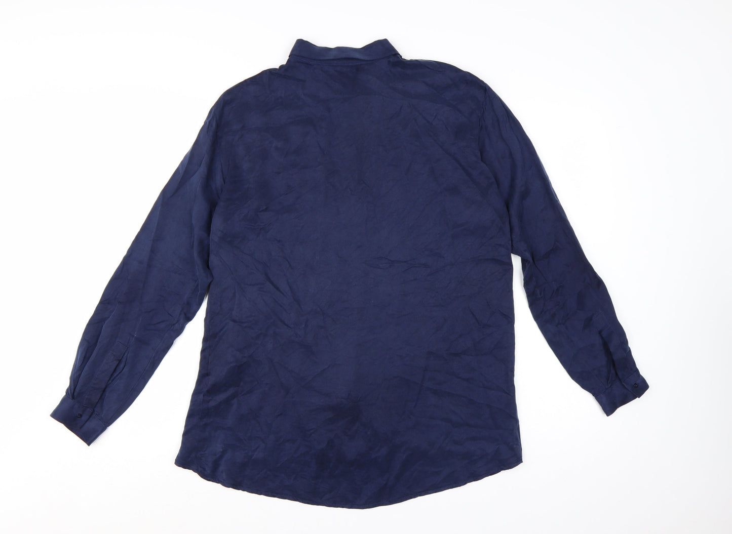 Zara Basic Women's Blue Collared Long Sleeve Button-Up Shirt Size 12