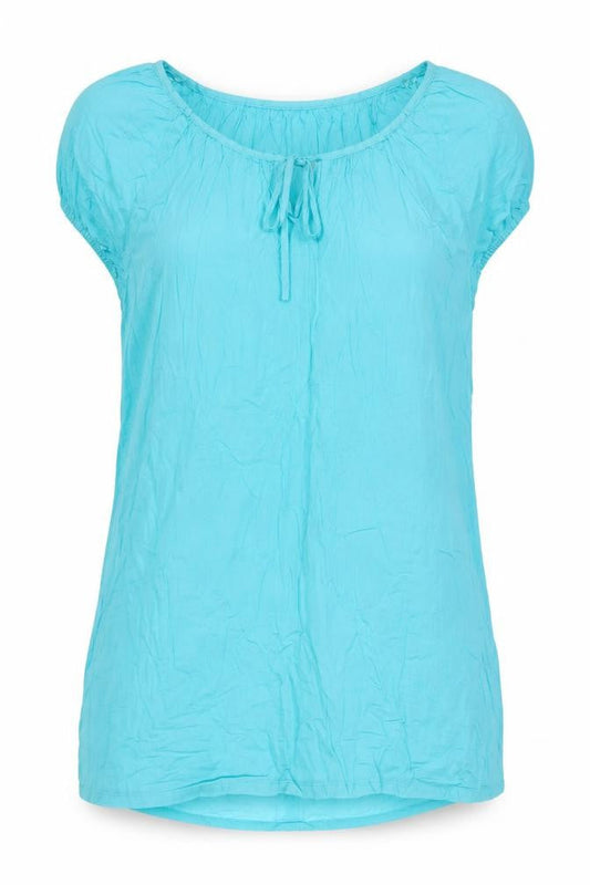Marks & Spencer Women Blue Cotton Crinkle Short Sleeve Shift Dress UK 14