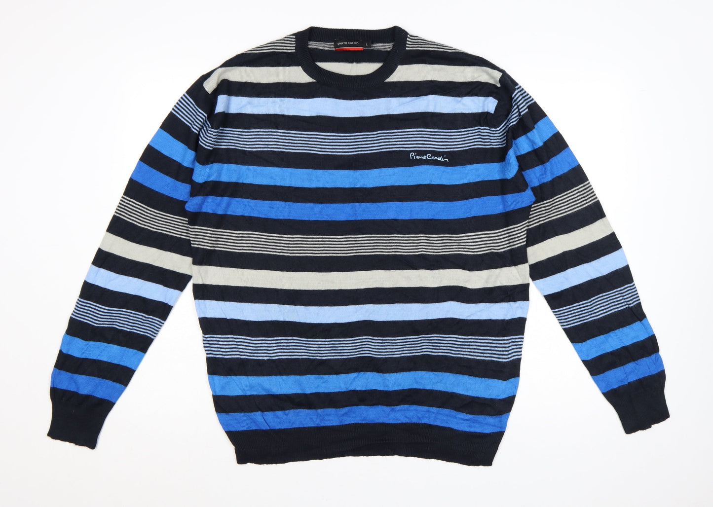Pierre Cardin Men's Multicoloured Striped Crew Neck Jumper L