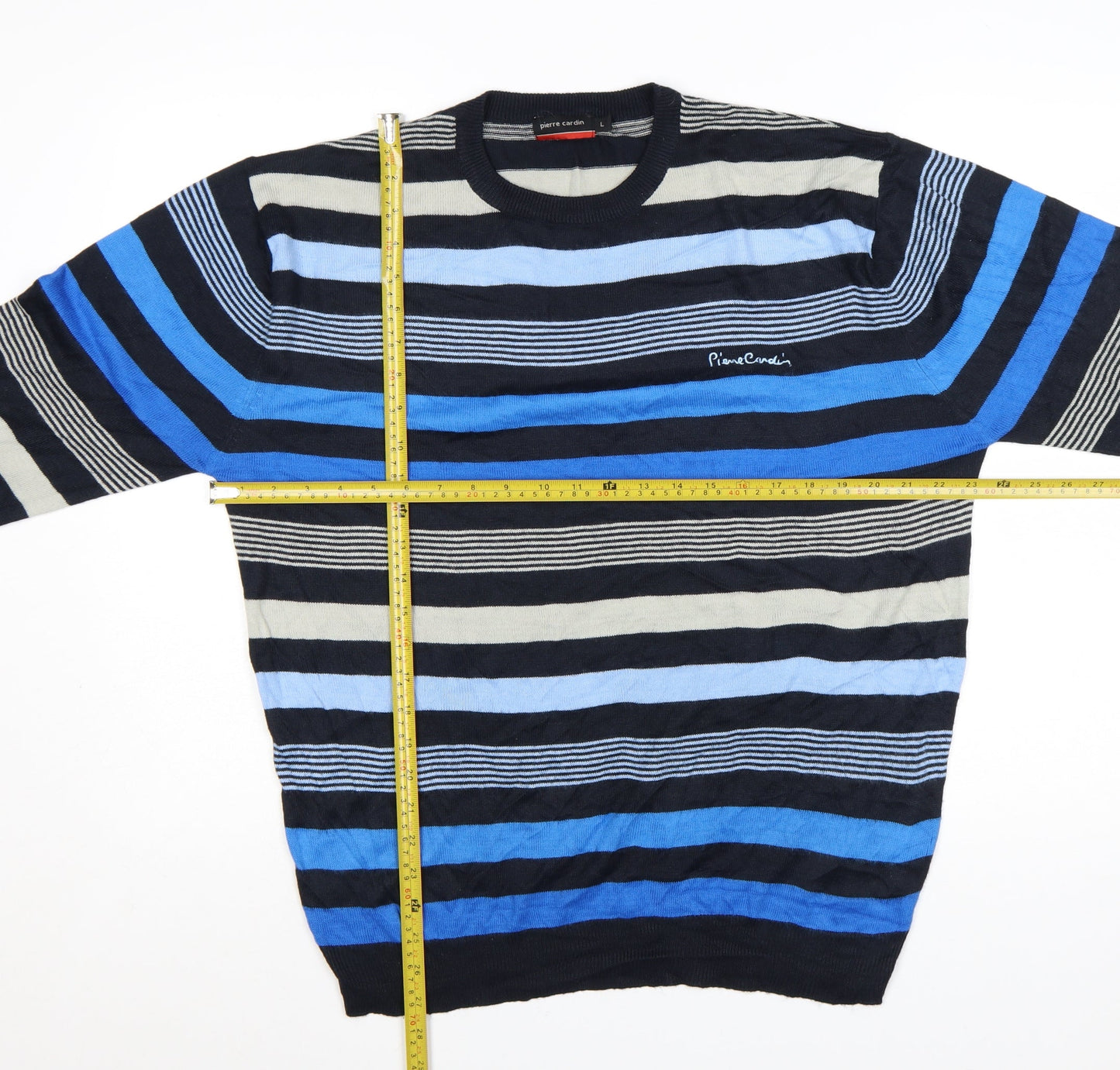 Pierre Cardin Men's Multicoloured Striped Crew Neck Jumper L
