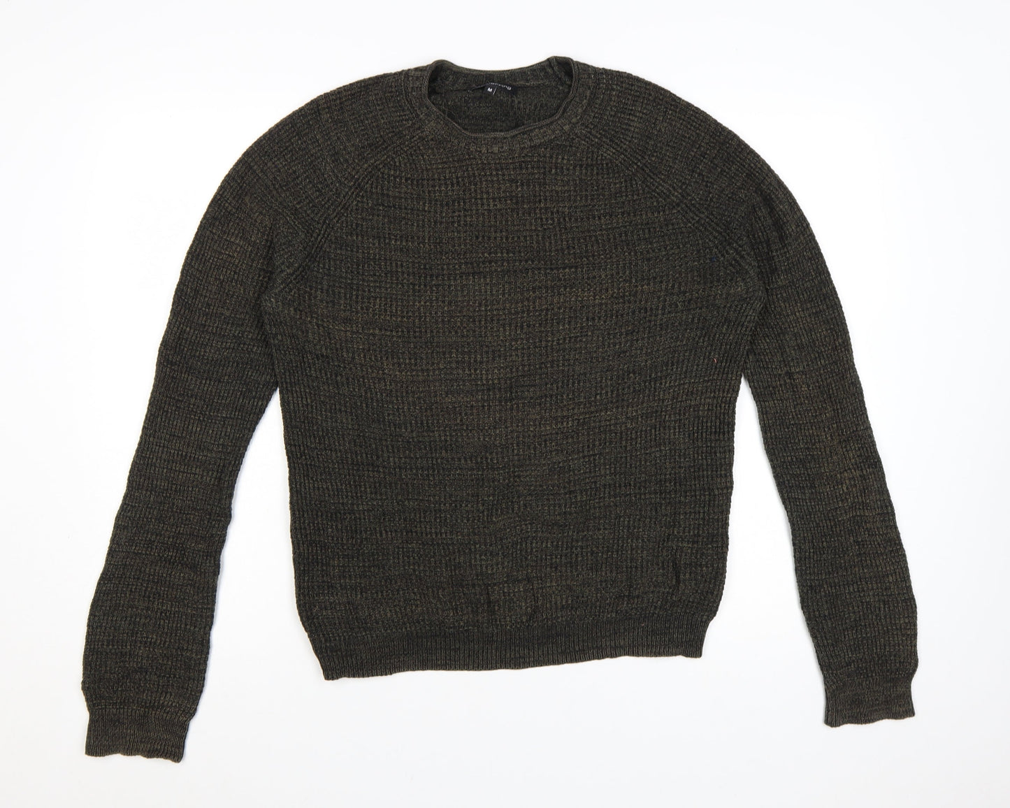 Red Herring Men's Brown Chunky-Knit Crew Neck Jumper Size M