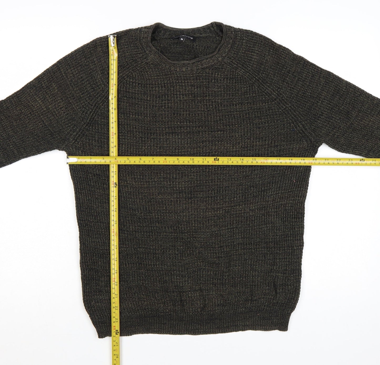 Red Herring Men's Brown Chunky-Knit Crew Neck Jumper Size M