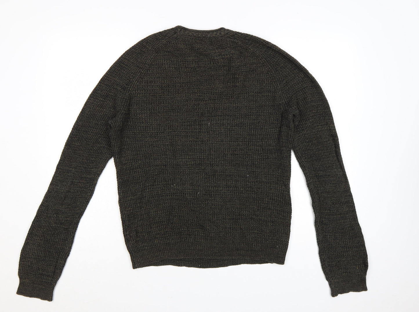 Red Herring Men's Brown Chunky-Knit Crew Neck Jumper Size M