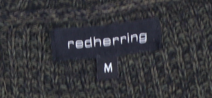 Red Herring Men's Brown Chunky-Knit Crew Neck Jumper Size M