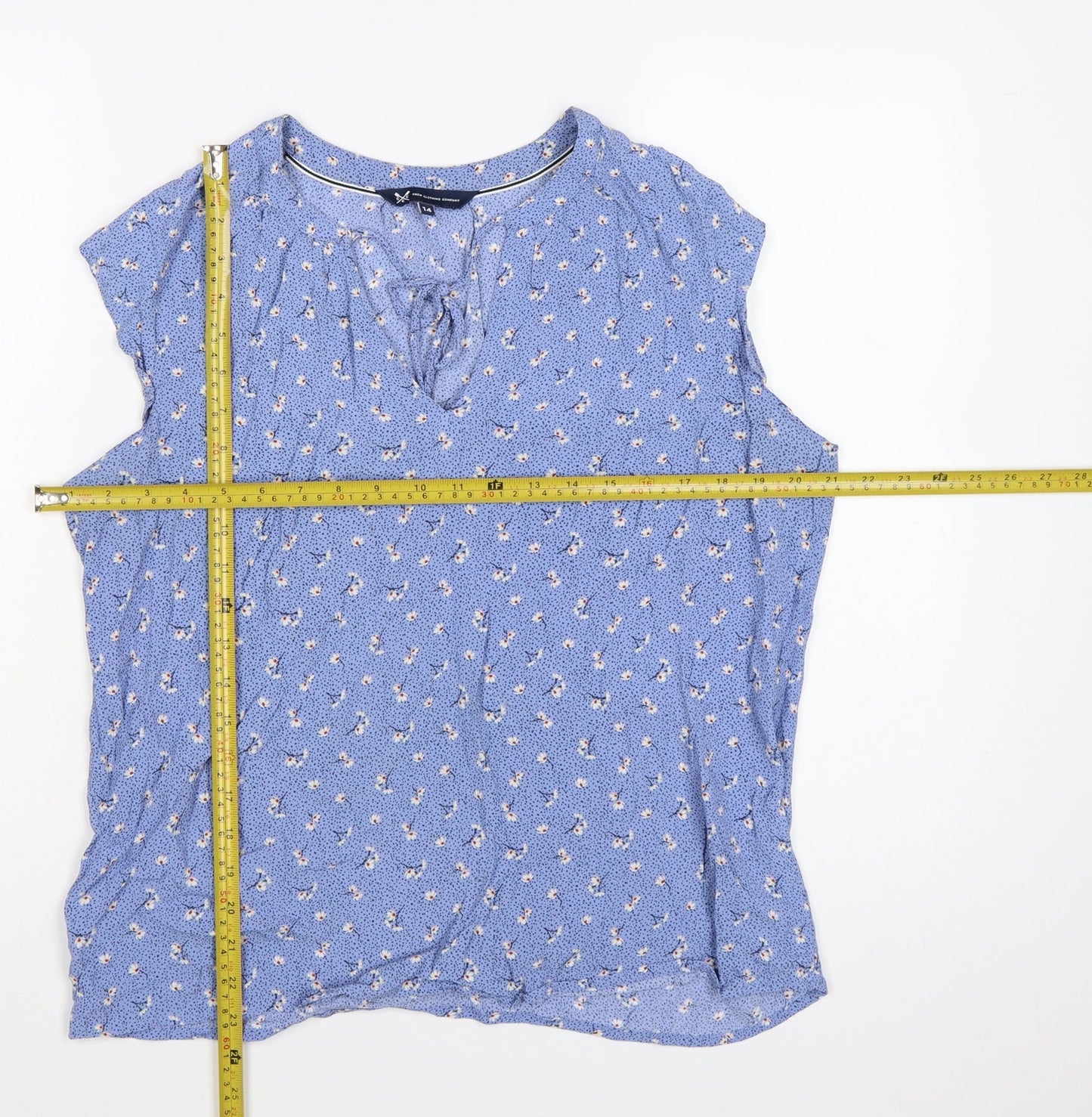 Crew Clothing Company Women’s Blue Floral Sleeveless Tunic Blouse Size 14