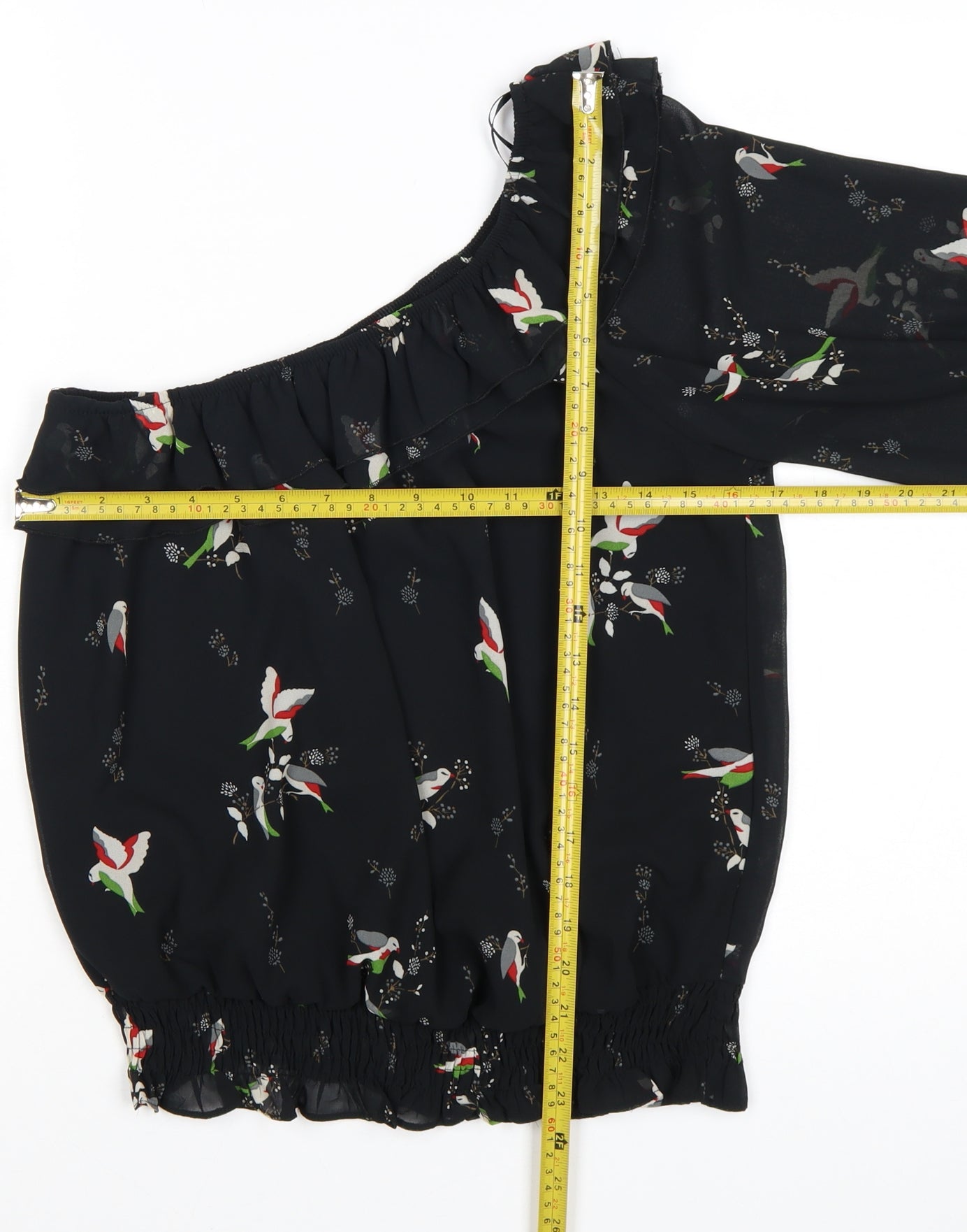 Be Beau Women's Black Floral One Shoulder Blouse Size 12