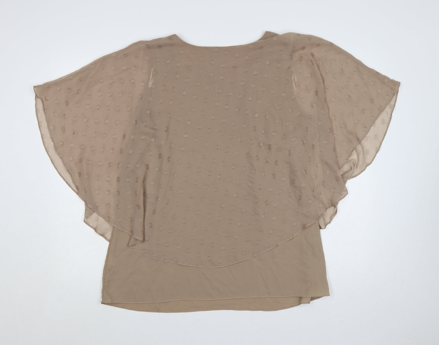 David Emanuel Women’s Beige Chiffon Polka Dot Tunic Blouse Size 16