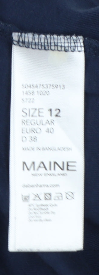 Maine New England Women's Blue Floral 3/4 Sleeve Cotton Top Size 12