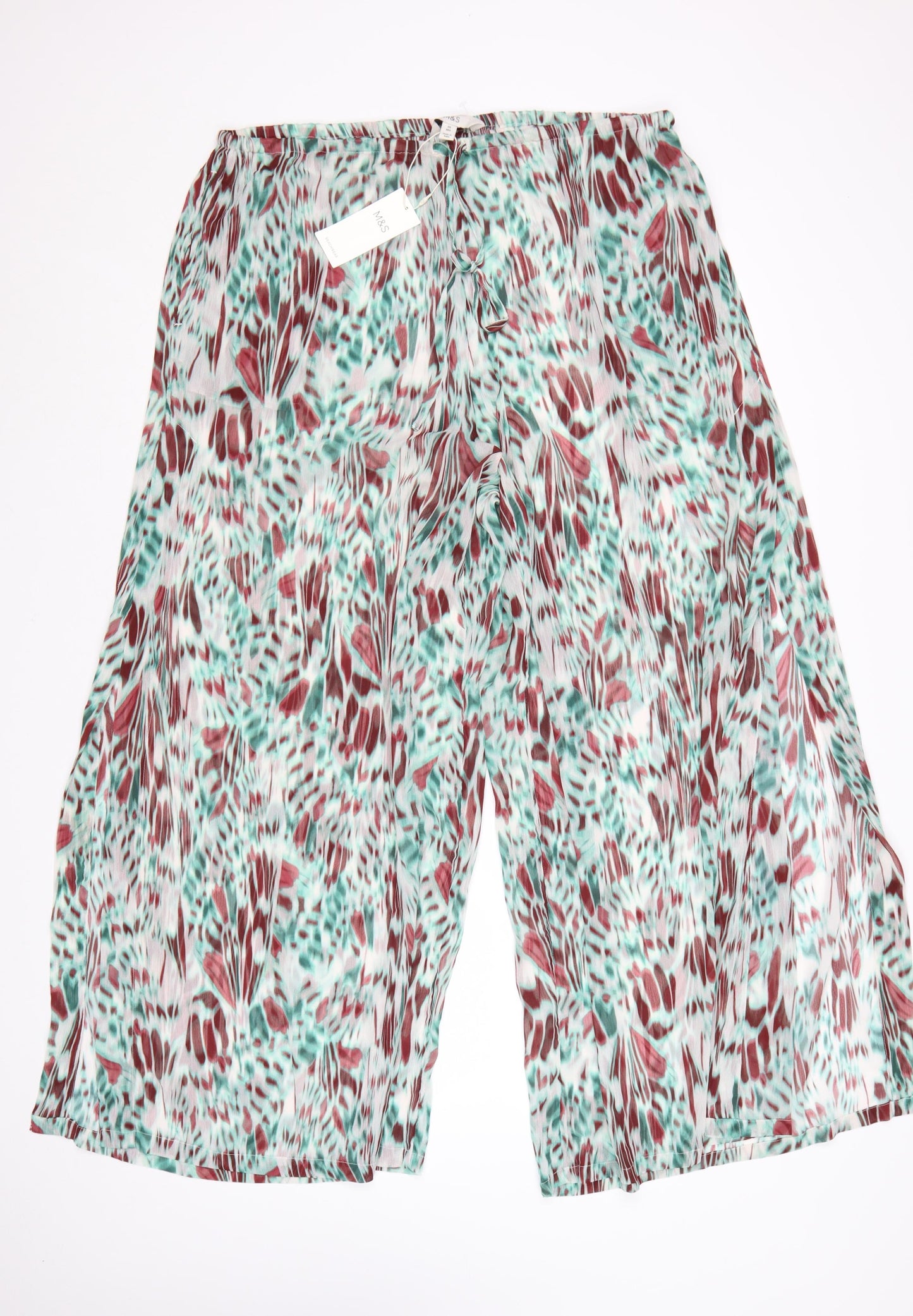 Marks and Spencer Women’s Multicoloured Size 20 Cropped Wide-Leg Trousers
