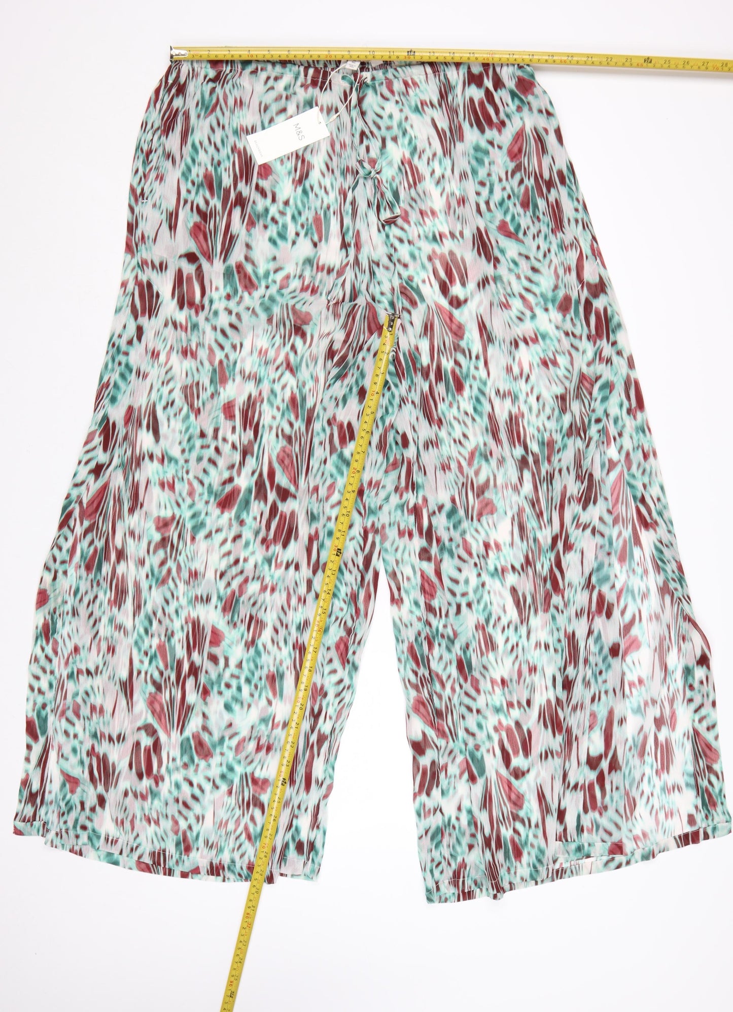 Marks and Spencer Women’s Multicoloured Size 20 Cropped Wide-Leg Trousers