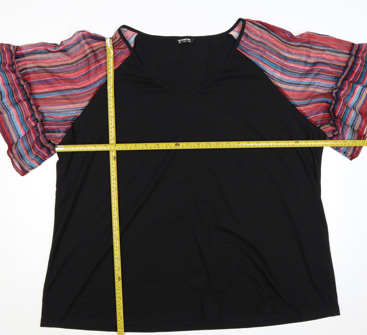 Bloomchic Women’s Black Plus Size 30 Flutter Sleeve Tunic Blouse