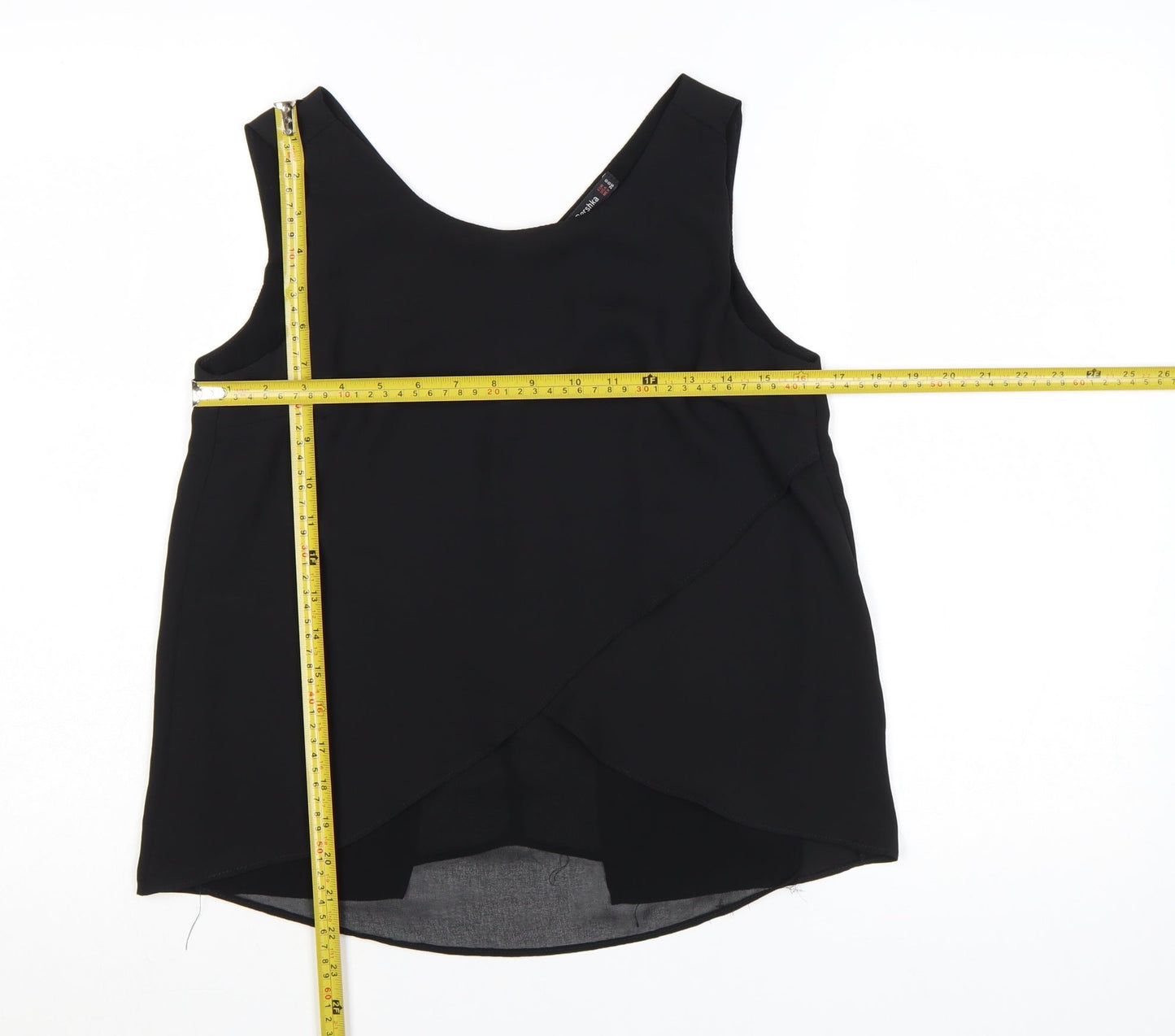 Bershka Women’s Black Wrap Chiffon Sleeveless Blouse Size 6