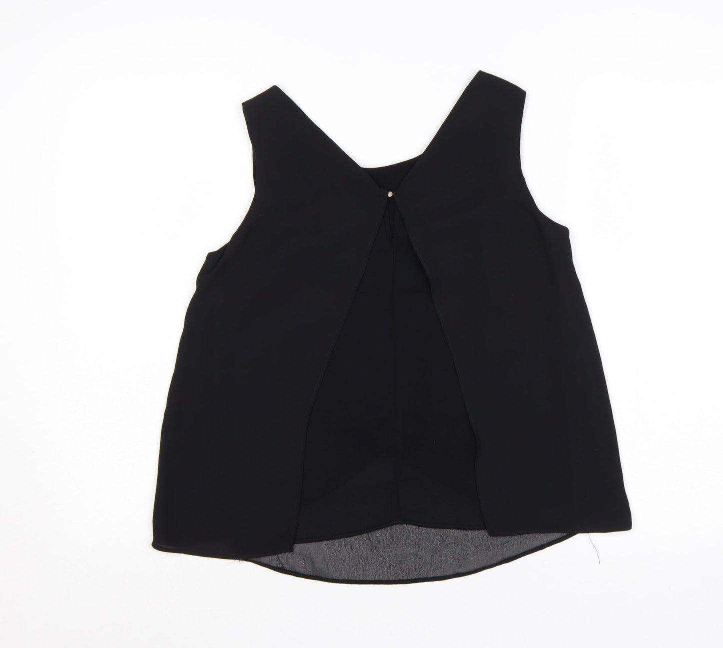 Bershka Women’s Black Wrap Chiffon Sleeveless Blouse Size 6