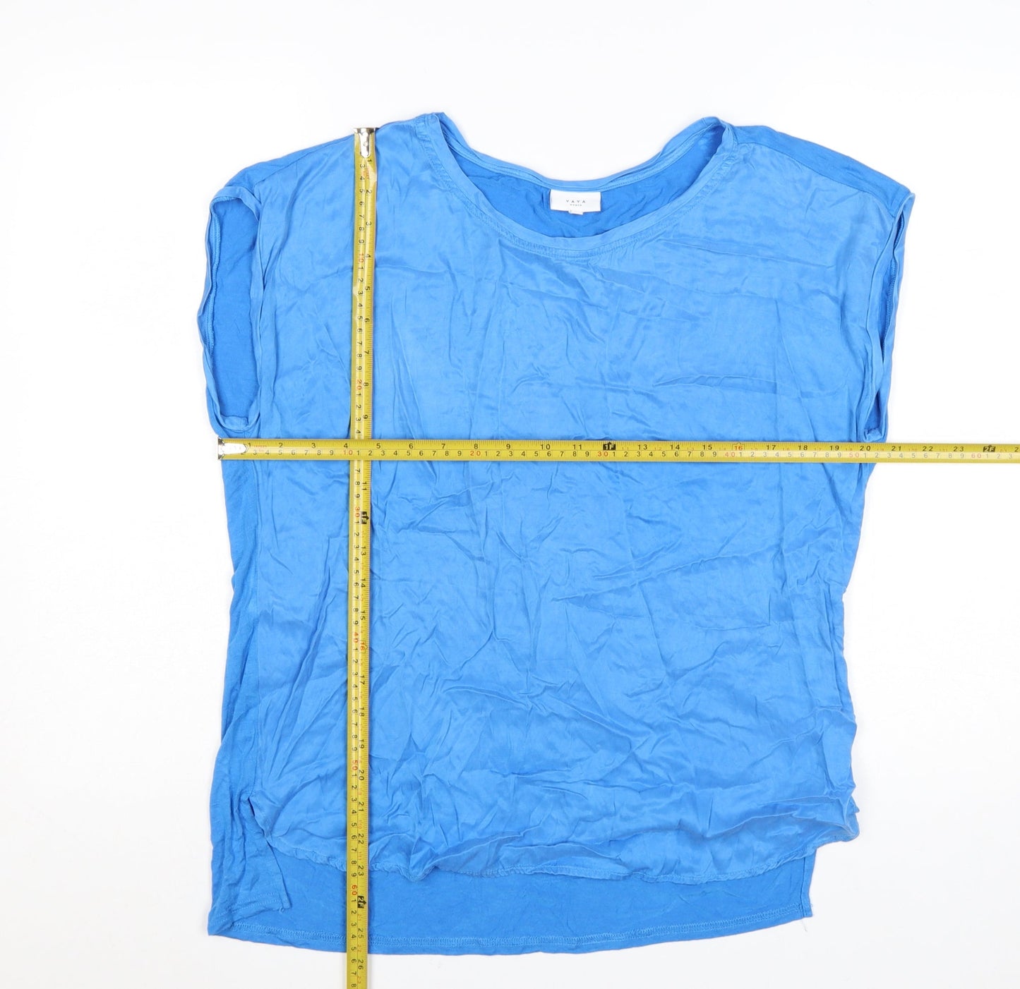 YAYA Women Blue Size 12 Basic Scoop Neck Sleeveless T-Shirt