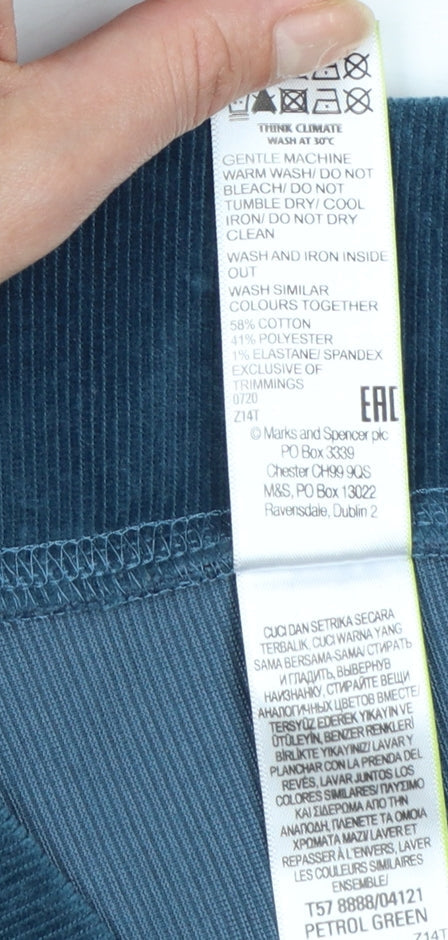 Marks and Spencer Women Petrol Green Velour Leggings UK 12 Regular