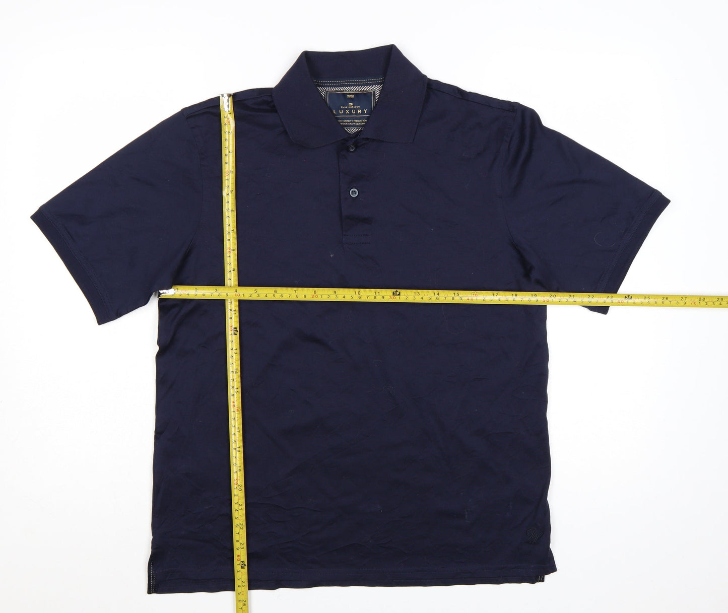 Marks and Spencer Blue Harbour Luxury Men's Navy Blue Cotton Polo Shirt S