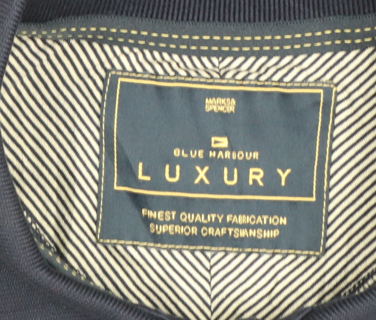 Marks and Spencer Blue Harbour Luxury Men's Navy Blue Cotton Polo Shirt S