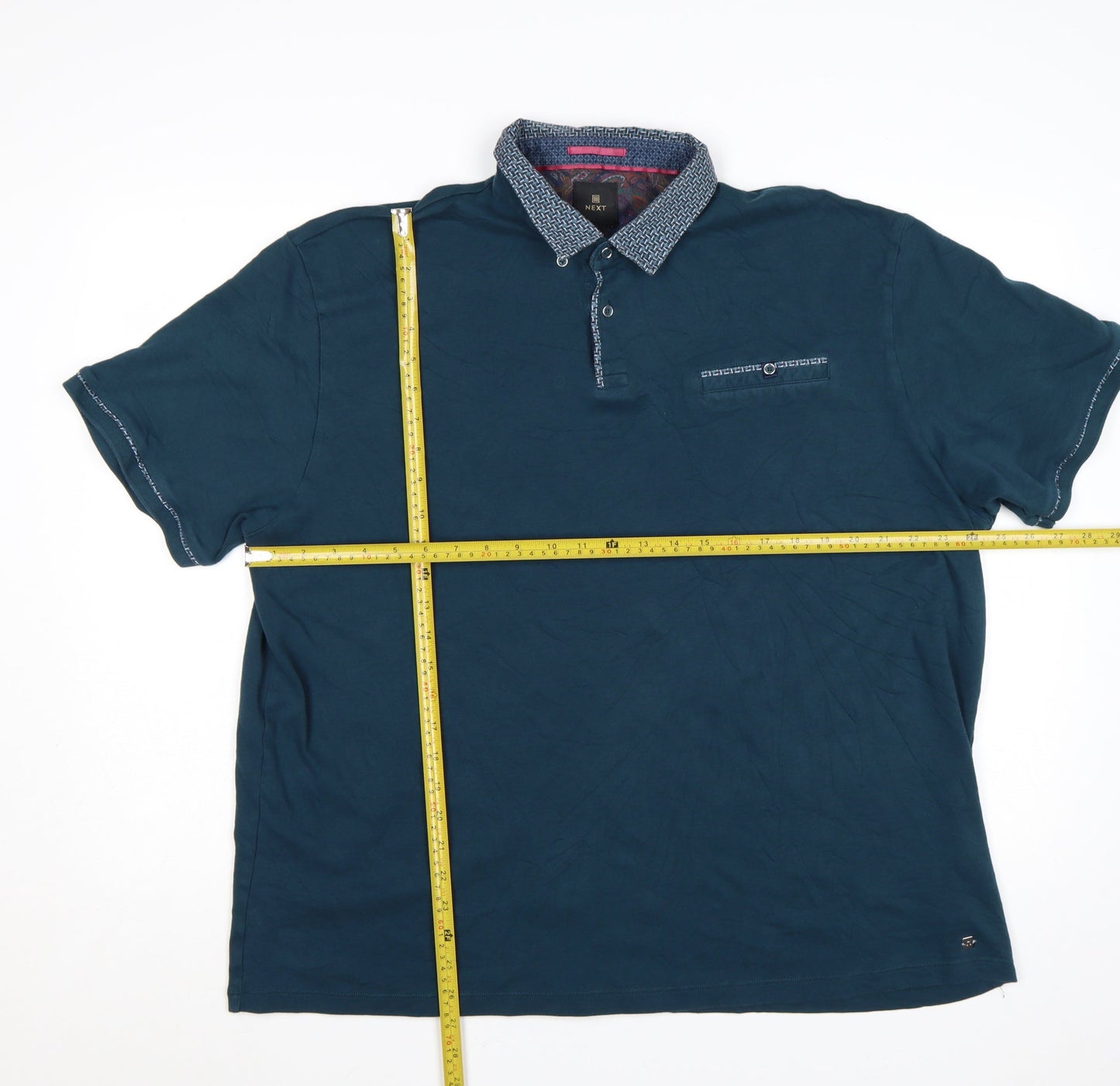 Next Men's Blue 3XL Short Sleeve Cotton Polo Shirt