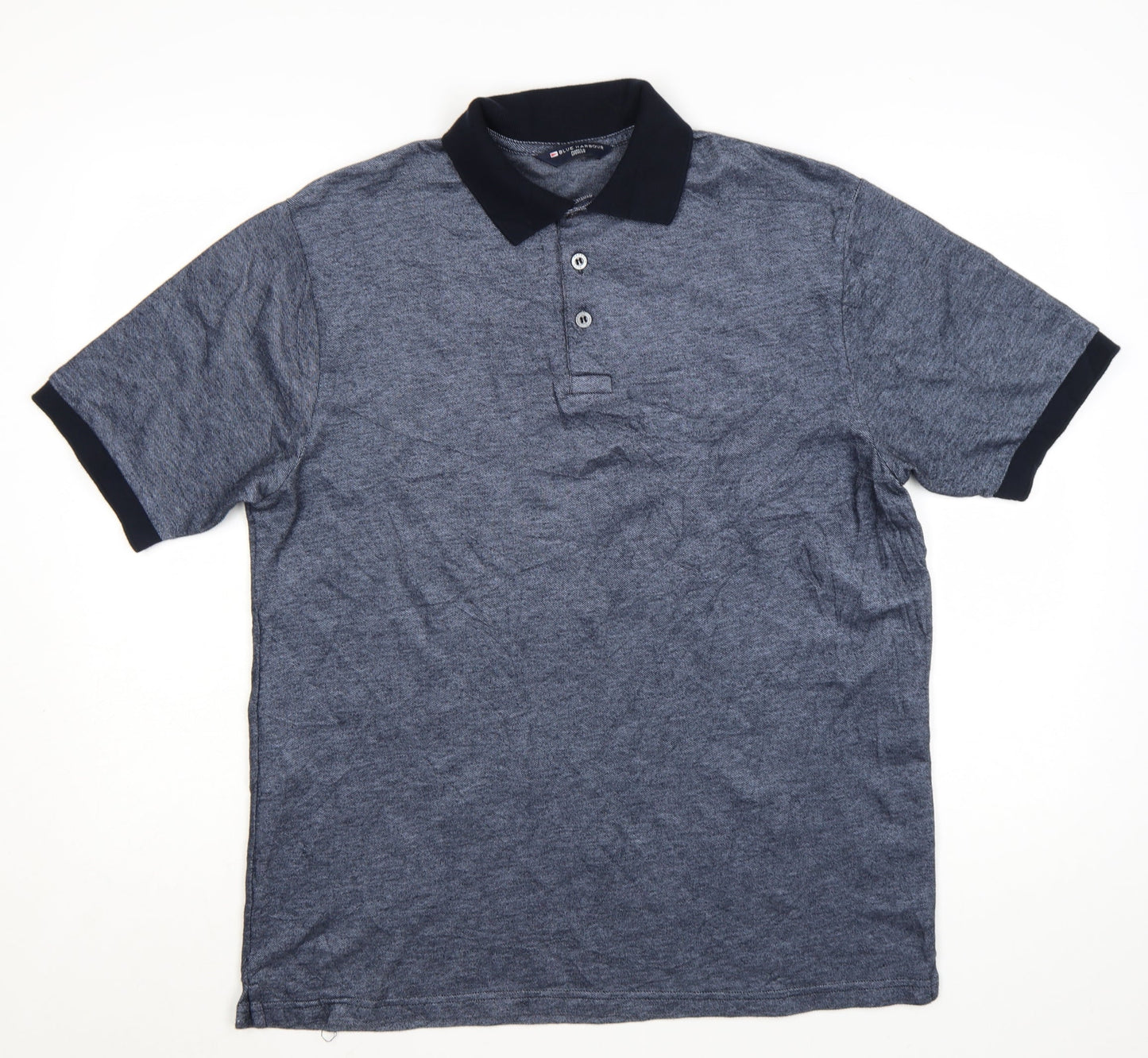 Marks and Spencer Blue Harbour Men's Blue Cotton Polo Shirt Medium