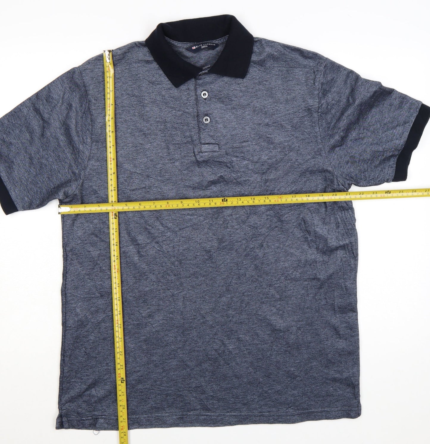 Marks and Spencer Blue Harbour Men's Blue Cotton Polo Shirt Medium