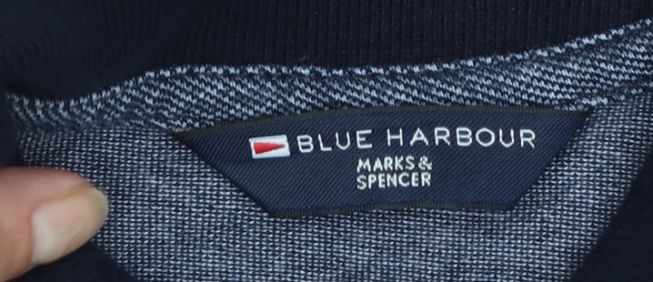 Marks and Spencer Blue Harbour Men's Blue Cotton Polo Shirt Medium