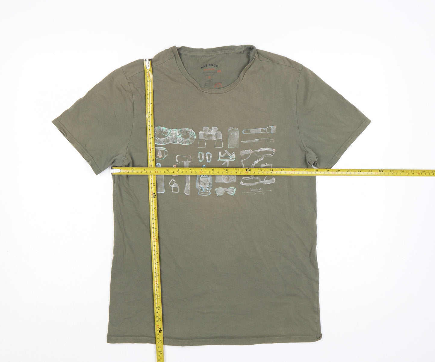 Fat Face Men's Green Graphic Print Cotton T-Shirt Size S