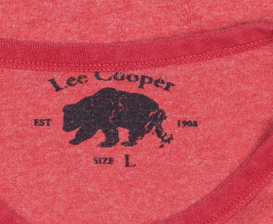Lee Cooper Men's Red Graphic Print Crew Neck T-Shirt Size L