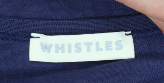 Whistles Women Blue Cotton 3/4 Sleeve Basic T-Shirt Size 14