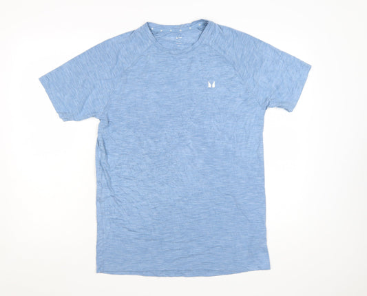 Prewornwholesale purple cropped slim fit active T-shirt with short sleeves and a high neckline.
