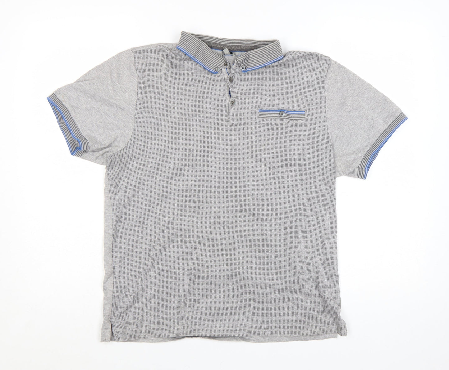 Ted Baker Men Grey Cotton Short Sleeve Polo Shirt Size L
