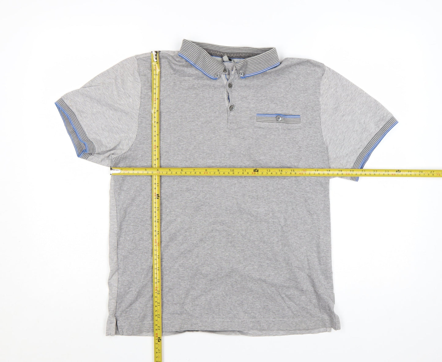 Ted Baker Men Grey Cotton Short Sleeve Polo Shirt Size L