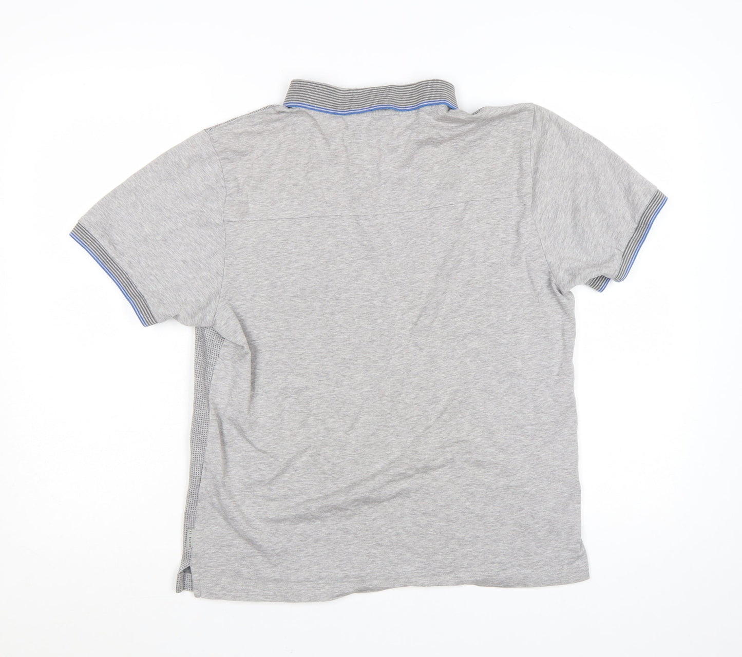 Ted Baker Men Grey Cotton Short Sleeve Polo Shirt Size L