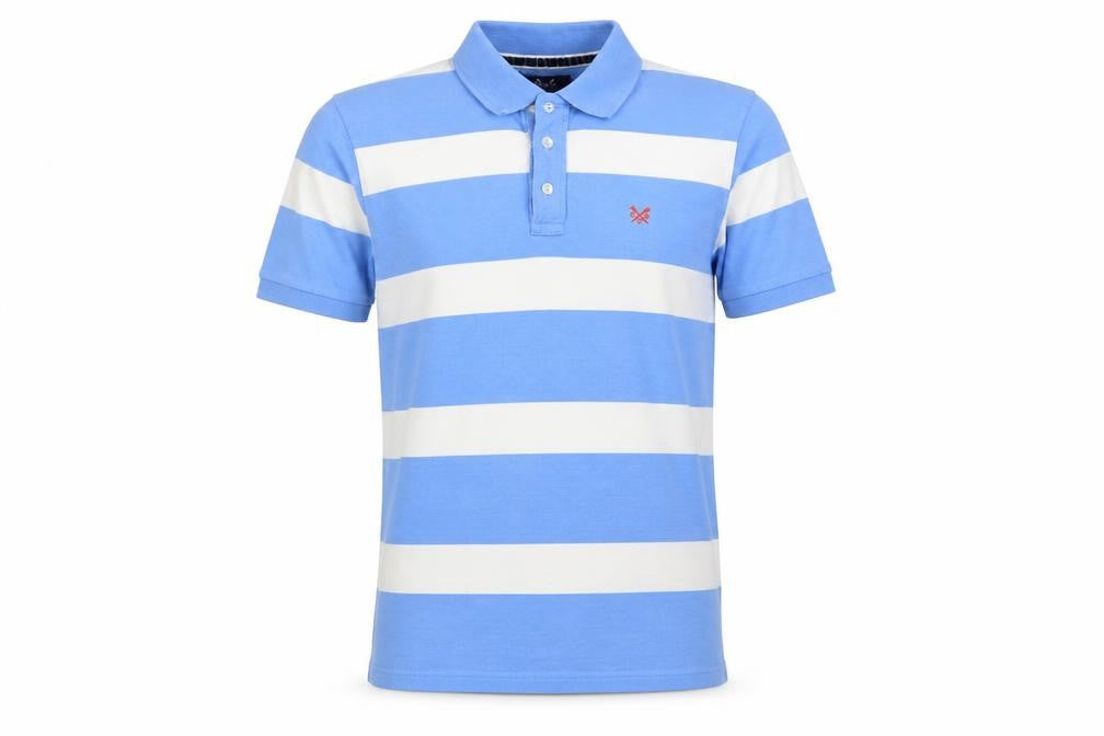 Crew Clothing Men's Blue White Striped Cotton Polo Shirt M