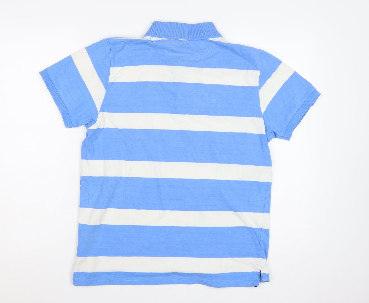 Crew Clothing Co. Men's Blue White Striped Cotton Polo Shirt M
