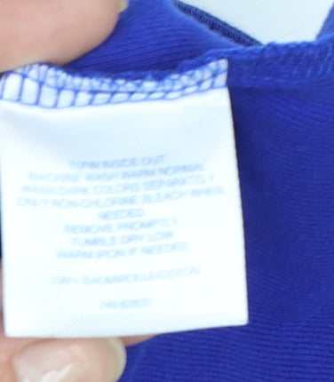 Lands' End Women's Blue 3/4 Sleeve Cotton Boat Neck T-Shirt Size L