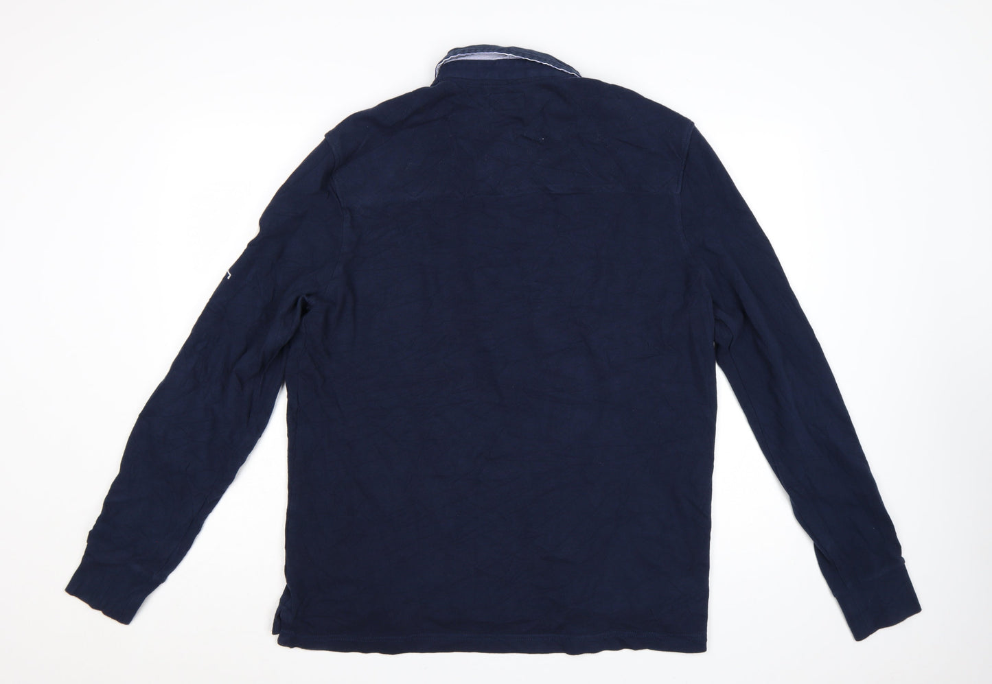 Howick Men's Navy Long Sleeve Polo Shirt Size L 100% Cotton