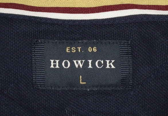 Howick Men's Navy Long Sleeve Polo Shirt Size L 100% Cotton