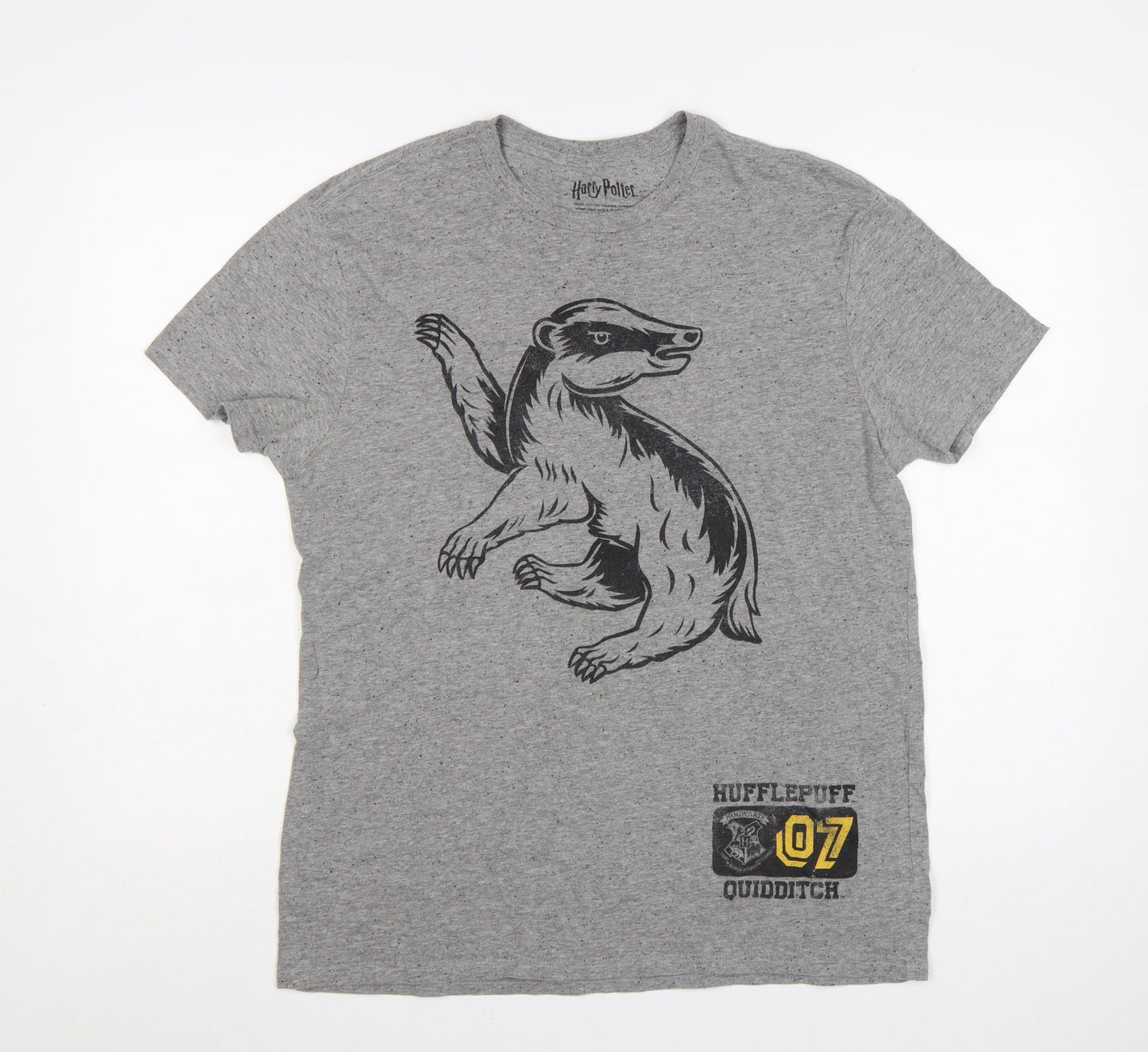 Harry Potter Hufflepuff Quidditch Grey Men's L Graphic T-Shirt